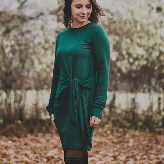 Robe à boucle - Manches longues - Verte